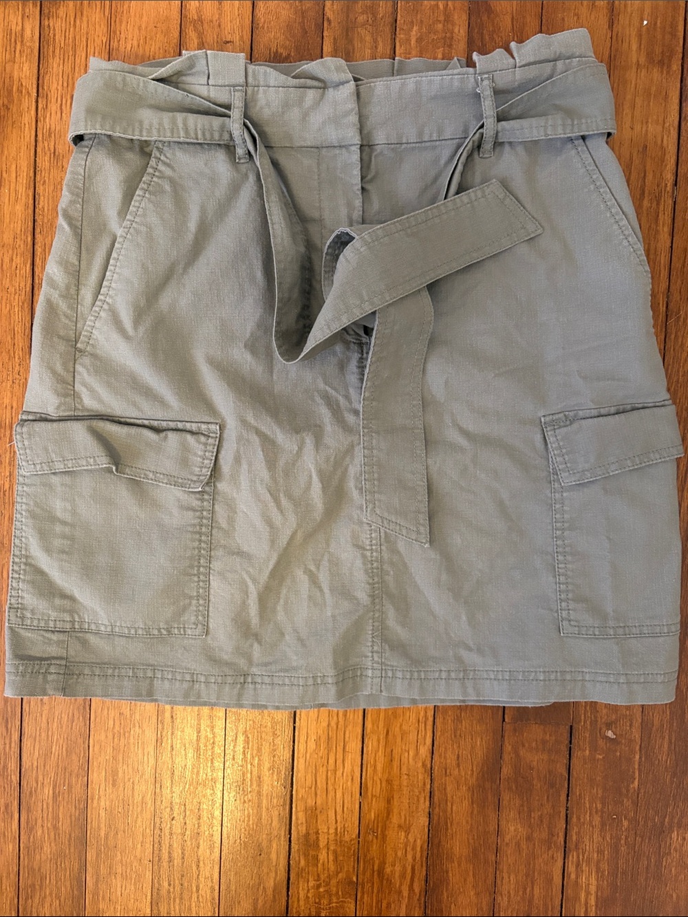 LOFT Olive Utility Skirt with Self-Tie Belt